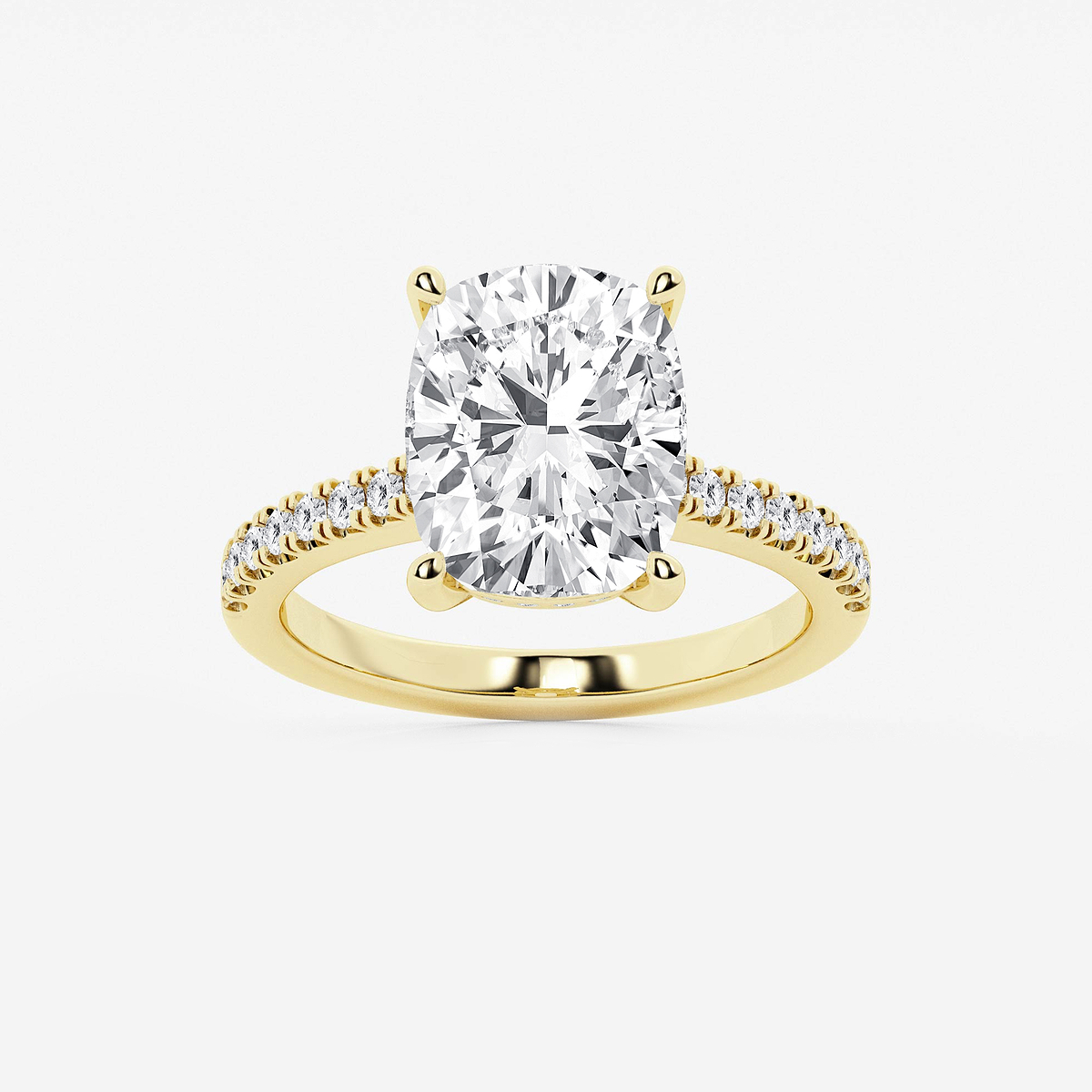 5 1/3 ctw Elongated Cushion Lab Grown Diamond Hidden Halo Engagement Ring